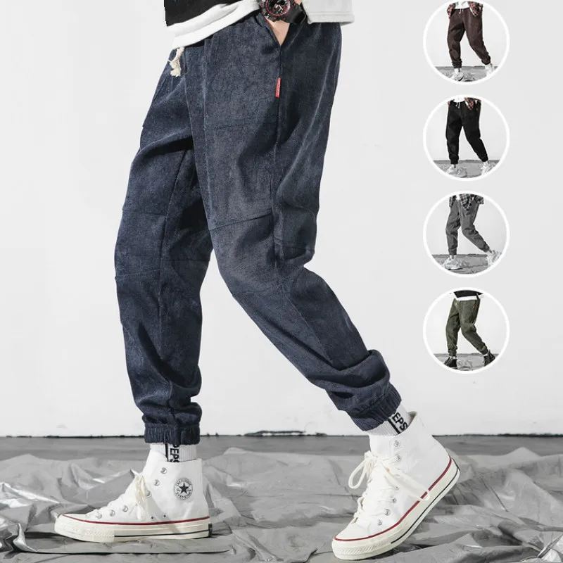 

2019 Autumn and Winter Day New Men's Clothing Men Fashion Solid Color Loose Casual Beam Foot Harlan Sports Trousers