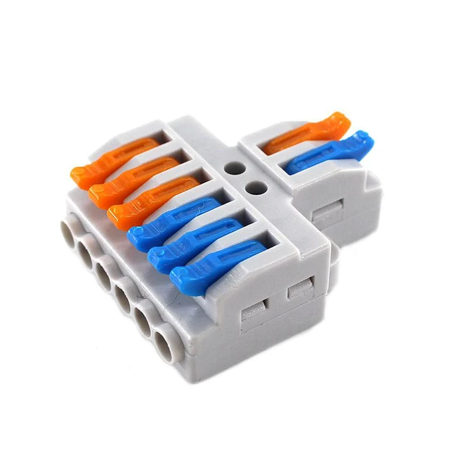 Wobythan 10pcs AWG24-14 Compact Wire Fast Wiring Connectors Push-in Conductor Cable Terminal Block 5P Wobythan 10pcs AWG24-14 Compact Wire Fast Wiring Connectors Push-in Conductor Cable Terminal Block 5P