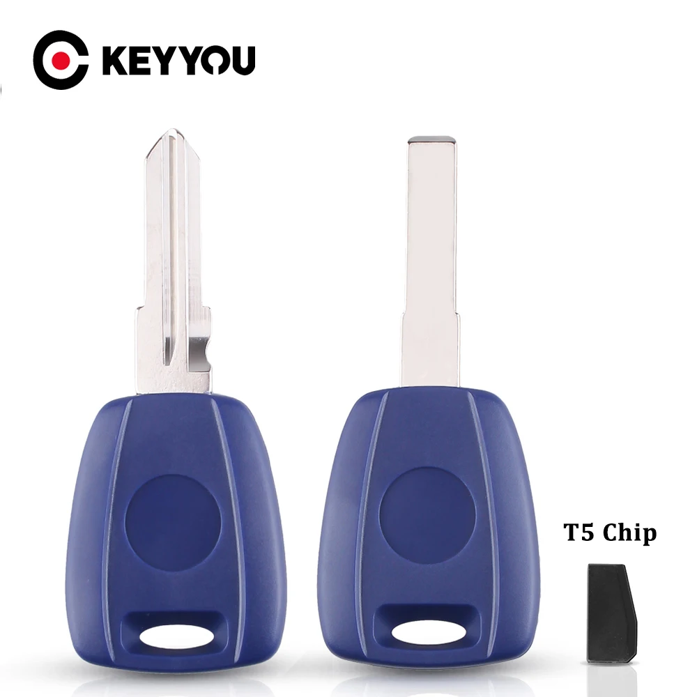

KEYYOU For Fiat Bravo Punto Ducato Daily Scudo Fob With T5 Chip SIP22/GT15R Uncut Blade Replacement Transponder Key Shell