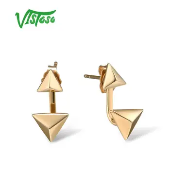 

VISTOSO Genuine 10K Yellow Gold Earrings For Women Solid Triangle Earrings Elegant Party Trendy Luxury Fine Jewelry