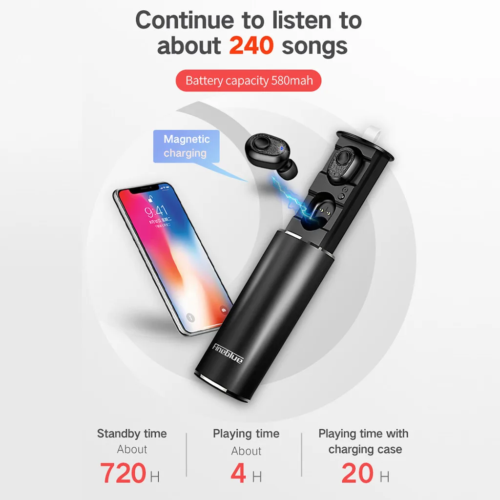

FineBlue X9 PLUS Bluetooth Headset 5.0 Twin Belt Charging Box Headsets Handfree Mic Bluetooth Headset Sports Music Earphones