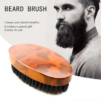 

Premium Beard Brush with Boar Bristle Camouflage Wooden Curved Handle Men Grooming Brush Multi-Functional Style Brush G0327