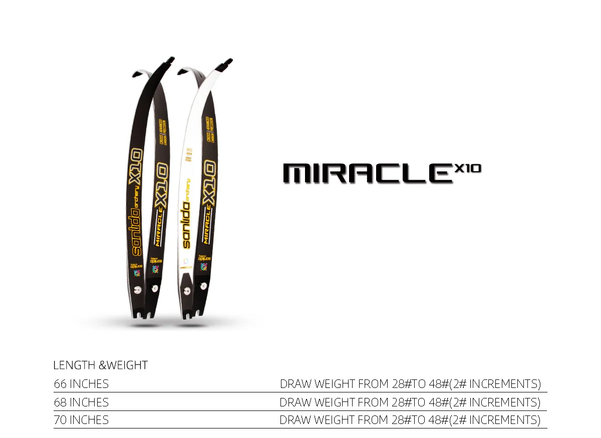 Details about Sanlida Miracle X10 Recurve Limbs 70 in 30 lbs. Details about Sanlida Miracle X10 Recurve Limbs 70 in 30 lbs.