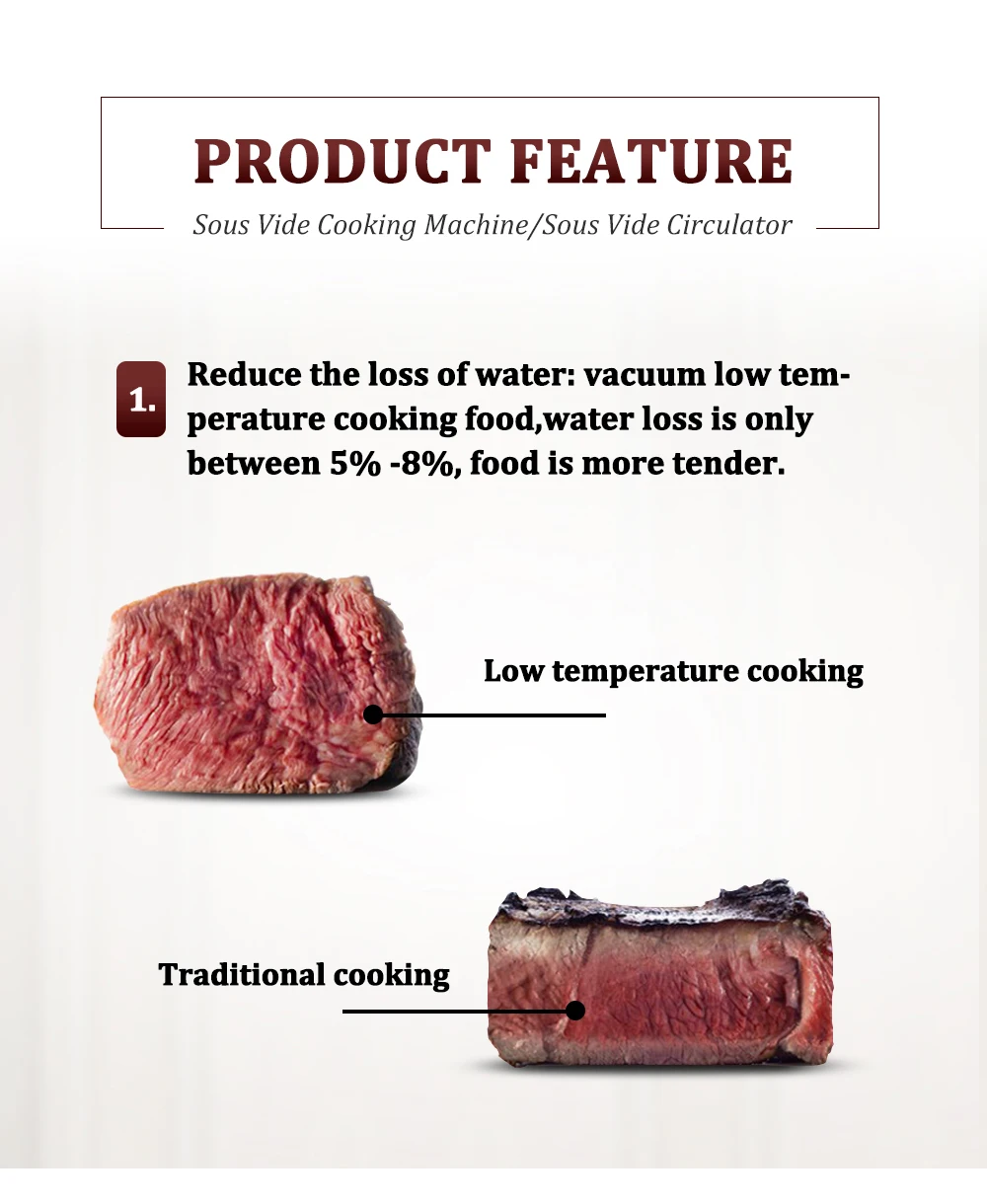Description Picture 6 of itemITOP 1100W/2000W Sous Vide Waterproof Sturdy Immersion Circulator Slow Cooker Cooking Machine 110V 220V