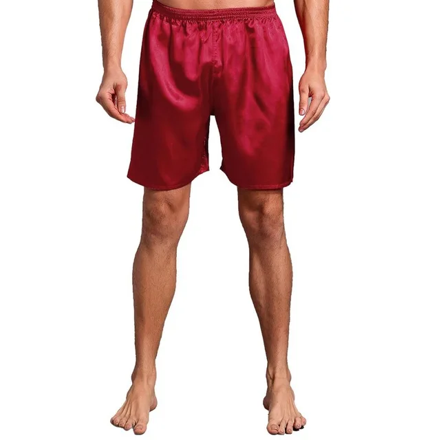 Чистый Цвет Мужской Атласный халат кимоно халат мужской повседневный спа Домашняя одежда платье для сна Повседневная Мужская Ночная сорочка домашний халат - Цвет: shorts red