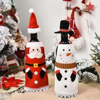 

1PC Santa Wine Bottle Dust Cover Santa Claus Wine Bottles Dust Covers Christmas Decor For Home Dinner Tables Kitchen Accessories