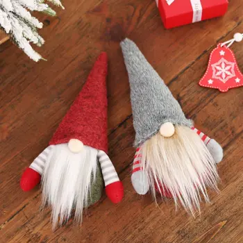 

4pcs/set Christmas Handmade Swedish Gnome Santa Plush Doll Ornaments Hanging Xmas Tree Toy Holiday Party Decor Kids Gift
