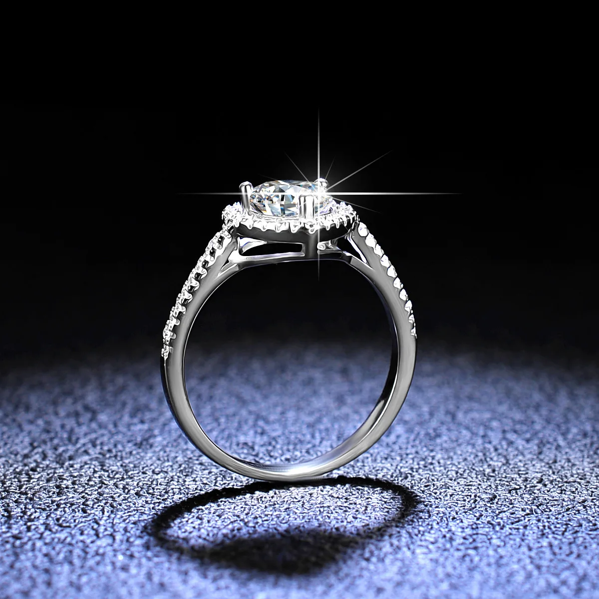 Stunning Silver Moissanite Diamond Wedding Ring – Rings Universe