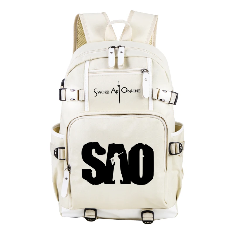 SAO Sword Art Online Beige Book Bag Notebook Backpack Knapsack Travel School Bag Rucksack Boys Girls Day Pack With USB Port SAO Sword Art Online Beige Book Bag Notebook Backpack Knapsack Travel School Bag Rucksack Boys Girls Day Pack With USB Port