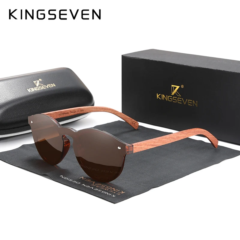 Brown Bubinga Wood Логотип на заказ натуральные деревянные солнечные очки KINGSEVEN Bubinga мужские поляризованные очки деревянные модные солнцезащитные очки - Цвет линз: Brown Bubinga Wood