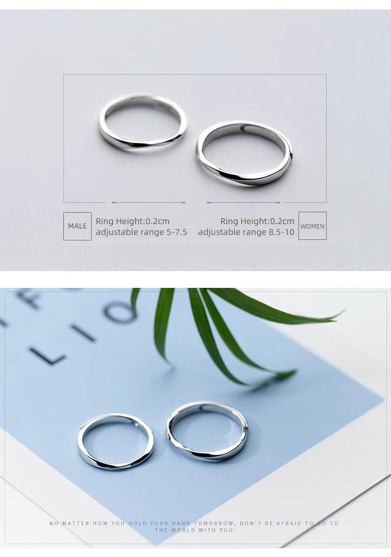 Title 1, Regulowany srebrny prosty pierścionek dla pary