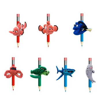

8PCS Finding Nemo Cartoon Pencil Caps Dory Straw Charm Anti-Rolling Pencil Toppers Pen Grips Child Pen Accessories Kids Gift