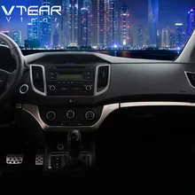 Vtear для hyundai Creta ix25 хендай крета аксессуары для приборной панели автомобиля центральный контроль накладка из нержавеющей стали внутренние молдинги 20172018 ,автотовары