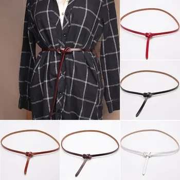

Women Thin Belt Lady with Dresses Knotted Decorative Thin Belt Wild Retro Belt
