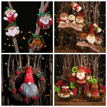 

Merry Christmas Garland Wood-Decoration Christmas Tree Ornaments New Year'S Decor Door Hanging Natale 2020 Noel Decorations