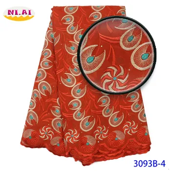 

African Swiss Voile Lace High Quality African Fabric Burnt Orange clothes mr3093b