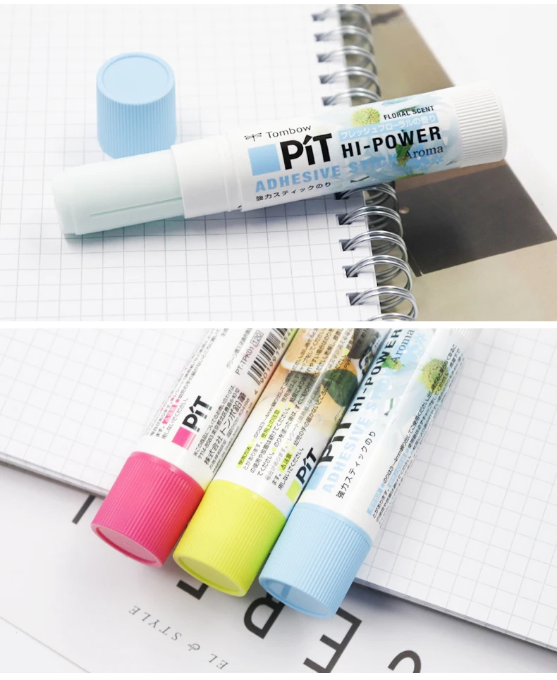 Tombow твердый ароматизированный клей-карандаш Pit HI-POWER PT-TPK ароматический клей-карандаш высокой вязкости нетоксичный Быстросохнущий 3 цвета
