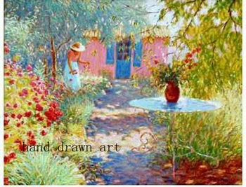 

Old painter hand painted original oil painting artistic realism, French rural landscape painted on canvas