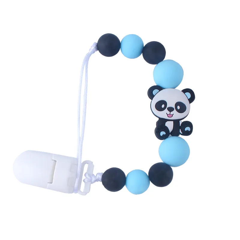 2PC Silicone Teether Panda Baby Toddler Toys Diy Pacifier Chain Stroller Accessories Bpa Free Silicone Beads Children Goods Toys