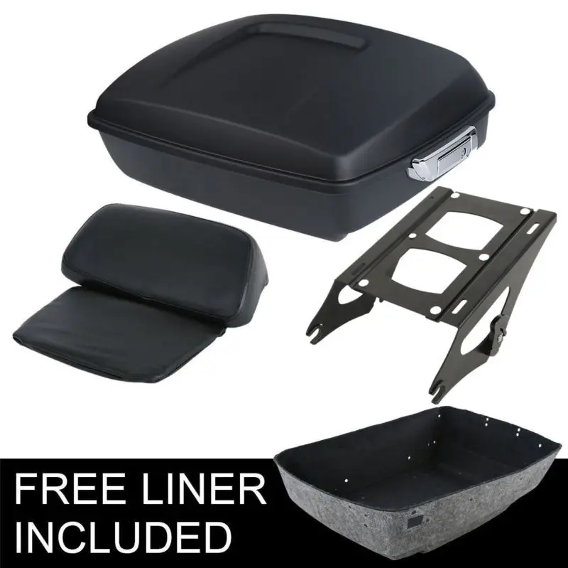 

Motorcycle Matte Black 10.7" Chopped Tour Pak Pack Trunk Backrest and Rack For Harley Touring Road King Glide FLHR FLHT 14-18