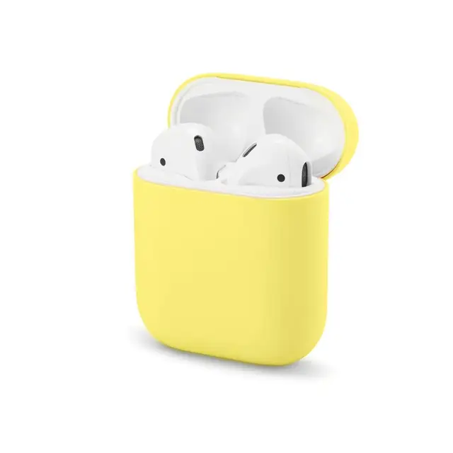 Soft Silicone Cases For Apple Airpods 1/2 Protective Bluetooth Wireless Earphone Cover For Apple Air Pods Charging Box Bags Lemon yellow