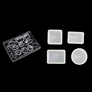 

5 Pcs Silicone Jewelry Pendant Mold: 1 Pcs Cabochon Small Earring Necklace Mold & 4 Pcs Designs Water Ripple Mold