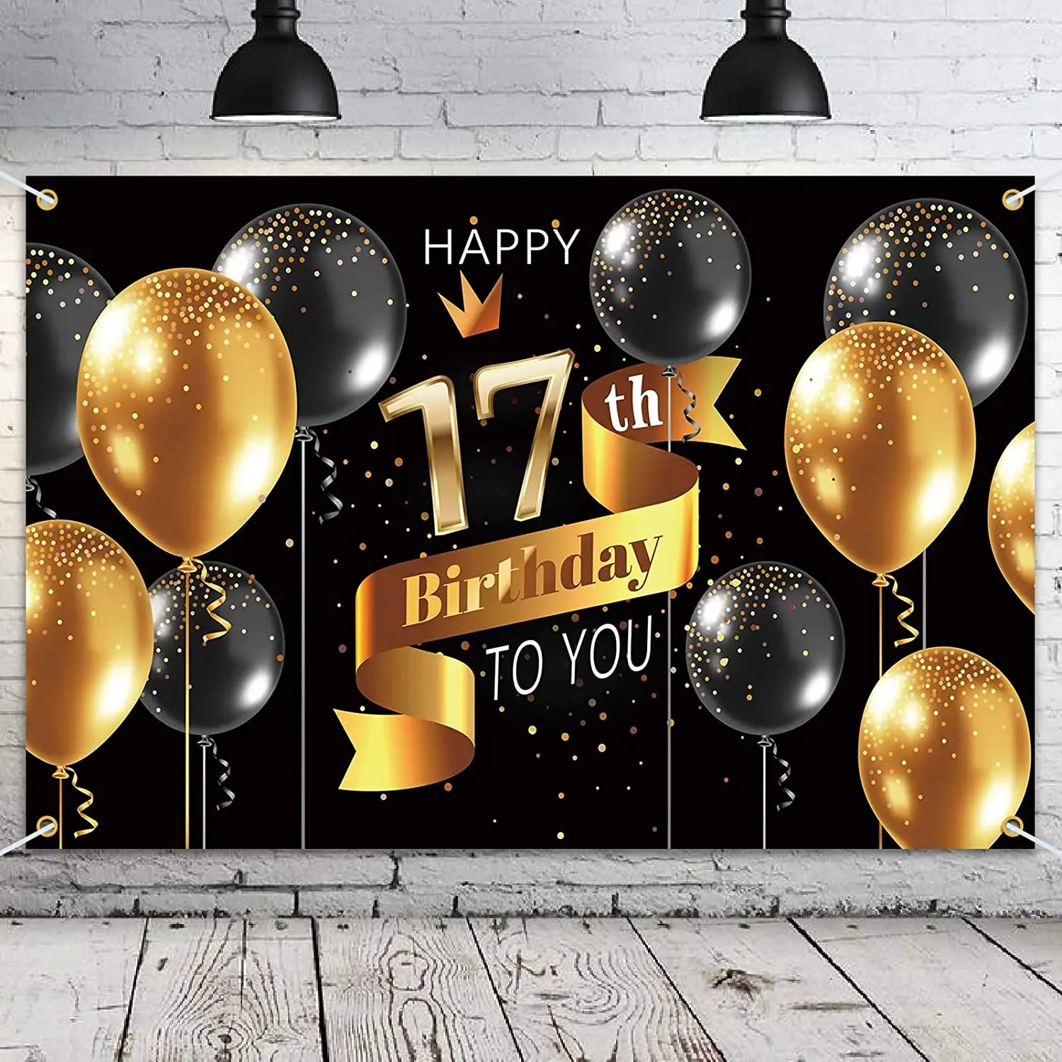 Happy 17th Birthday Boy Happy 17Th Birthday Backdrop Banner 17 Birthday Party Decorations Supplies  For Boys Black Gold|Party Backdrops| - Aliexpress