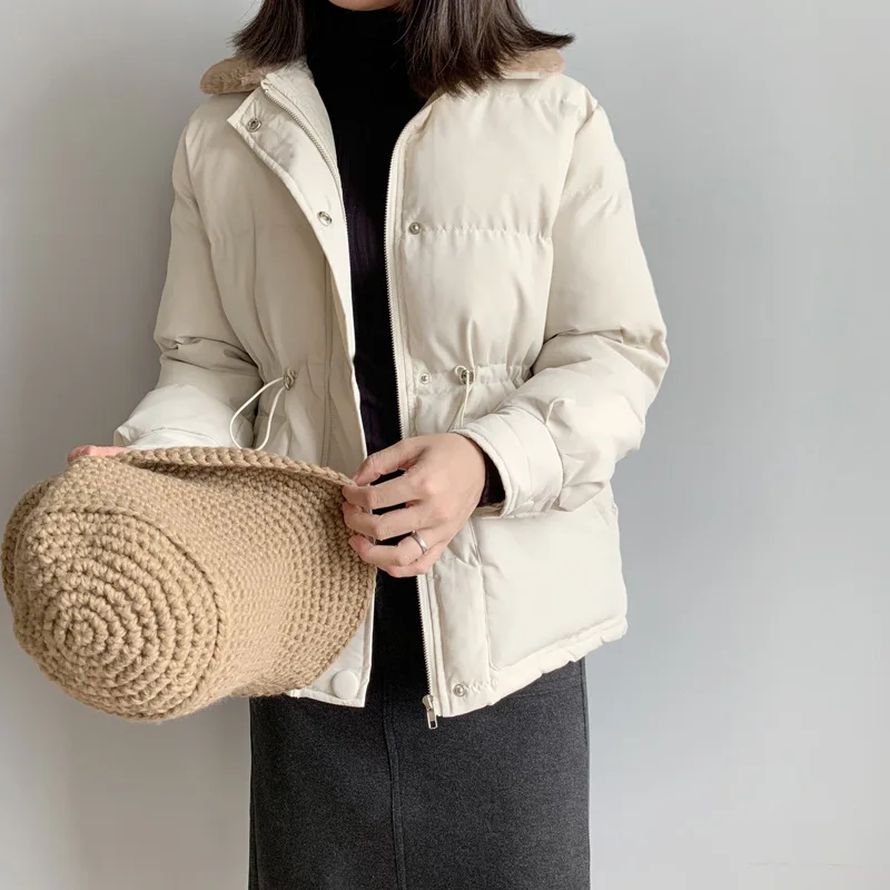 Voobuyla Abrigos Mujer Invierno парка с отложным воротником короткая хлопковая стеганая куртка теплая зимняя куртка женская однотонная зимняя куртка