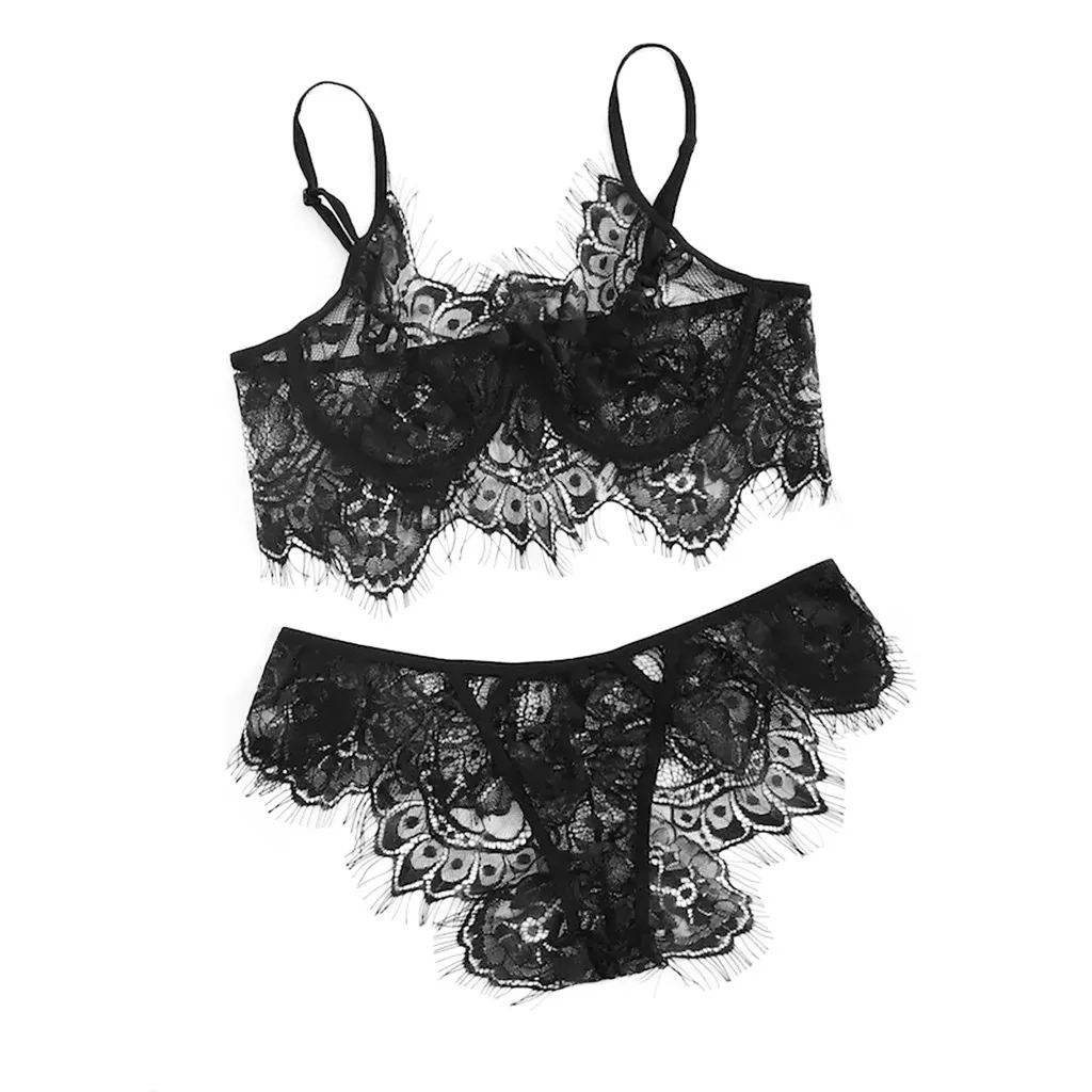 Fashion Beachwear Women's Bra Set Classic Style Solid Colorful Ladies Lingerie Beach Underwear G-String Planty Bra And Panty Set - Цвет: Black