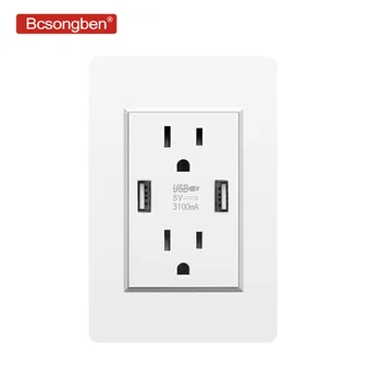 

Bcsongben US standard dual USB 3.1A wall socket charger universal plug socket port power adapter