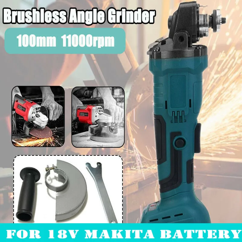 

800W 18V Brushless Cordless Impact Angle Grinder For Makita Battery 100/125mm Impact Cutting Grinding Machine Polisher DIY
