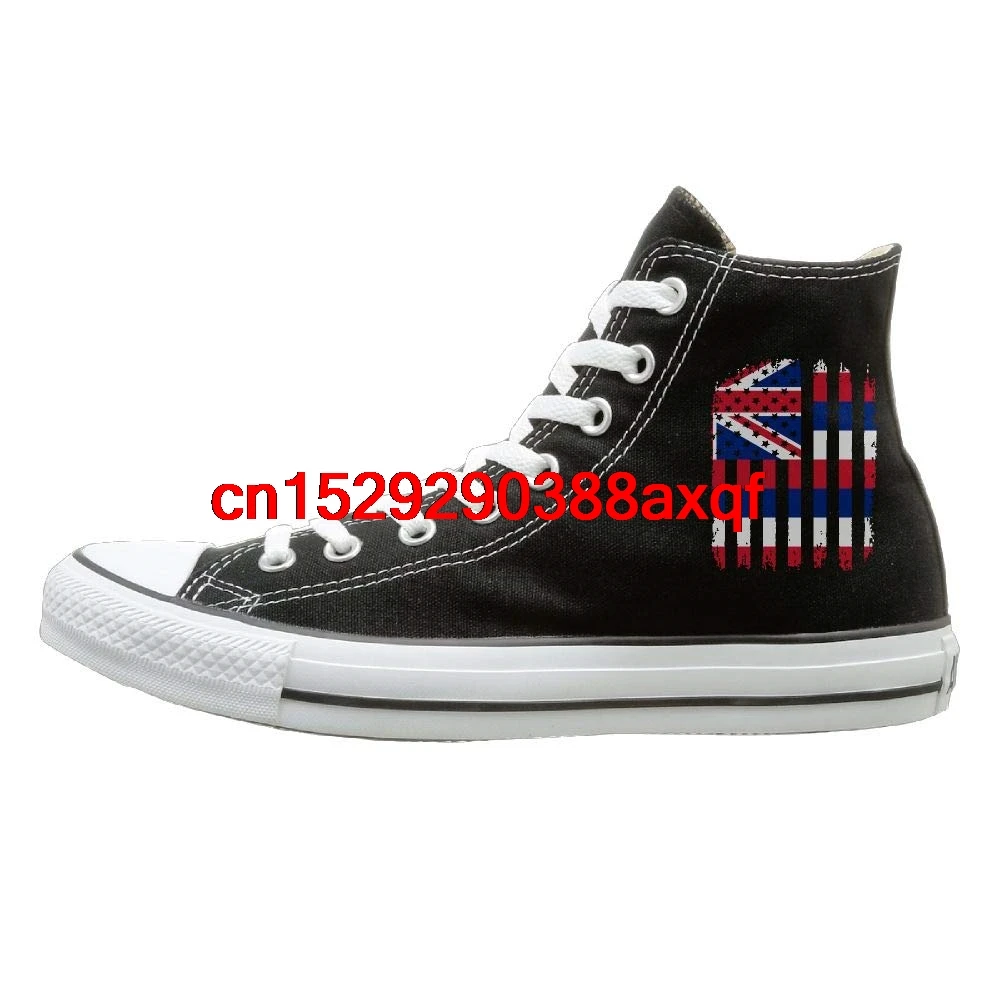 

Men's Women's Casual High Top Lace Up Canvas Shoe,Hawaii State American Flag Trainers Sneaker For Men Women