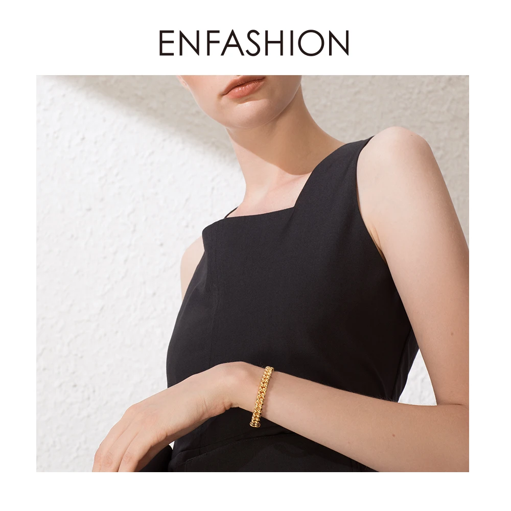 ENFASHION панк звенья цепи манжеты браслеты для женщин аксессуары золотой цвет браслет Браслет Модные Ювелирные изделия Подарки B192018