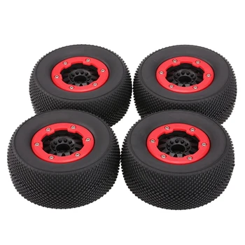 4ピース/セットrc 1:10ショートコーストラックタイヤセットタイヤホイールリムtraxxasのhpiリモートコントロールカーモデルおもちゃの部品