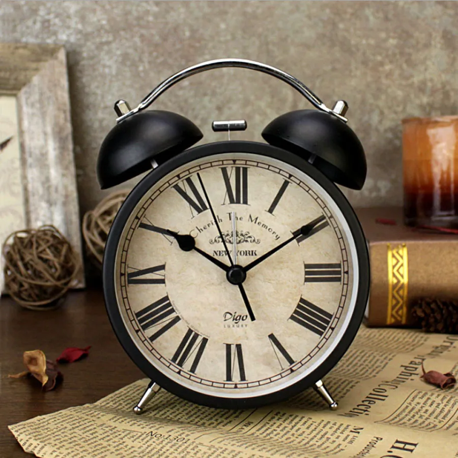 Nordic 4 Inch Silent Vintage Alarm Clock Watch Table Bedside Quartz