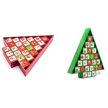 

Christmas Wooden Countdown Calendar Painted Christmas Tree Calendar Candy Gift Storage Box Decoration Drawer Rack