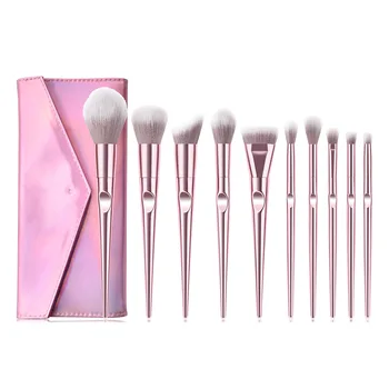 

10pcs Luxury Pink Makeup Brushes with Case Professional Soft Hair Foundation Blush Concealer Make Up Brushes Cosmetic Tools