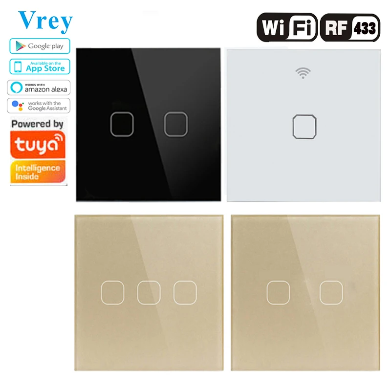 VREY WIFI умный сенсорный выключатель светильник Настенные переключатели с