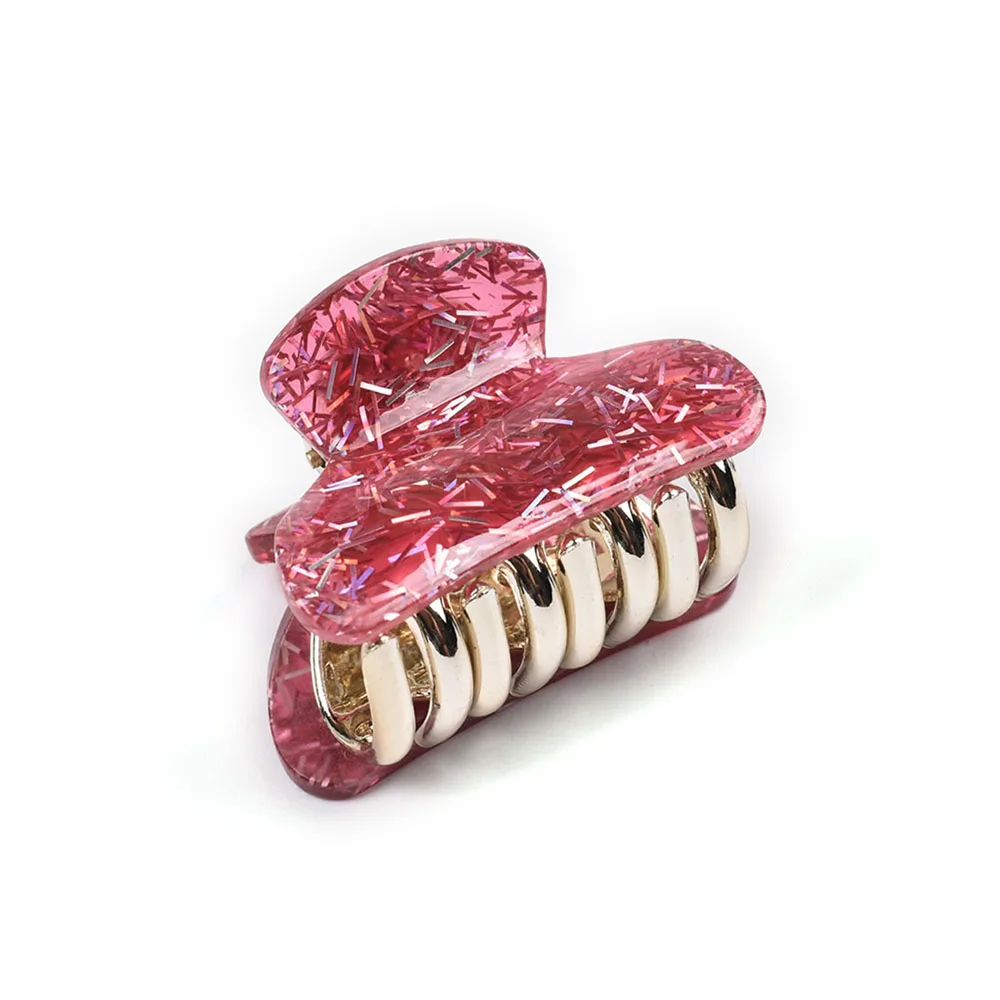 

Korean Fashion Bright Striped Acrylic Small Hair Clip Women's Ponytail Hair Claw Bathing Hairpin Girls Hair Accessories 13002