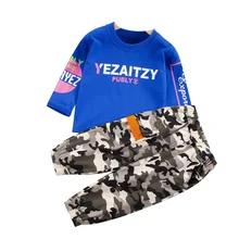 New Spring Autumn Children Letter Clothes Baby Boys Girls Cotton T Shirt Pants 2Pcs/sets Kids Infant Costume Toddler Sportswear