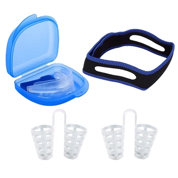 

4pcs Gift Nose Clip Health Care Portable Sleeping Aid Mini Anti Grinding Mouth Guard Air Purification Snore Stopper Set U Shape