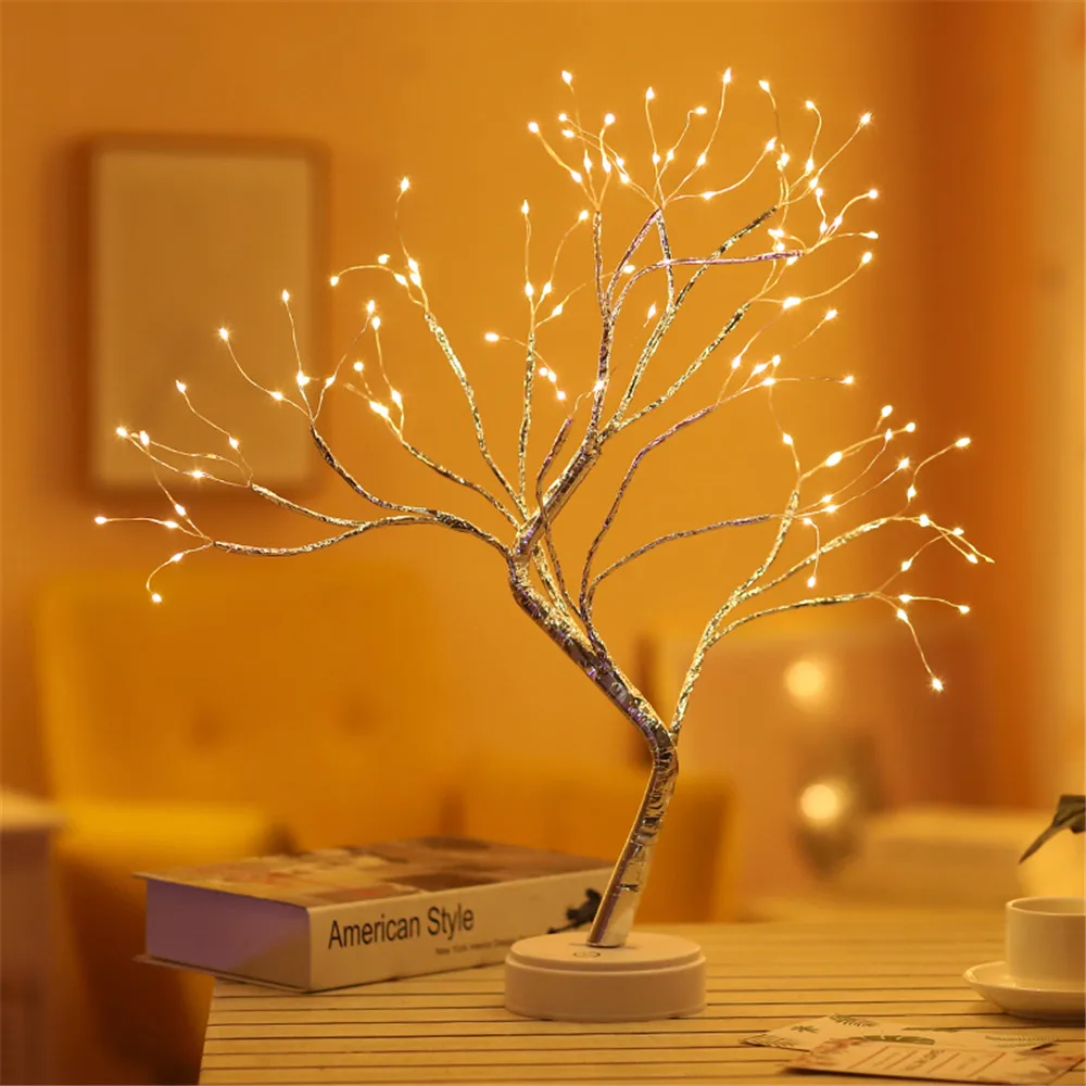 Copper wire Christmas Fire Tree Night light 108 LED USB 3D Table Lamp for  Home Holiday bedroom indoor kids bar Decor fairy light|LED Night Lights| -  AliExpress