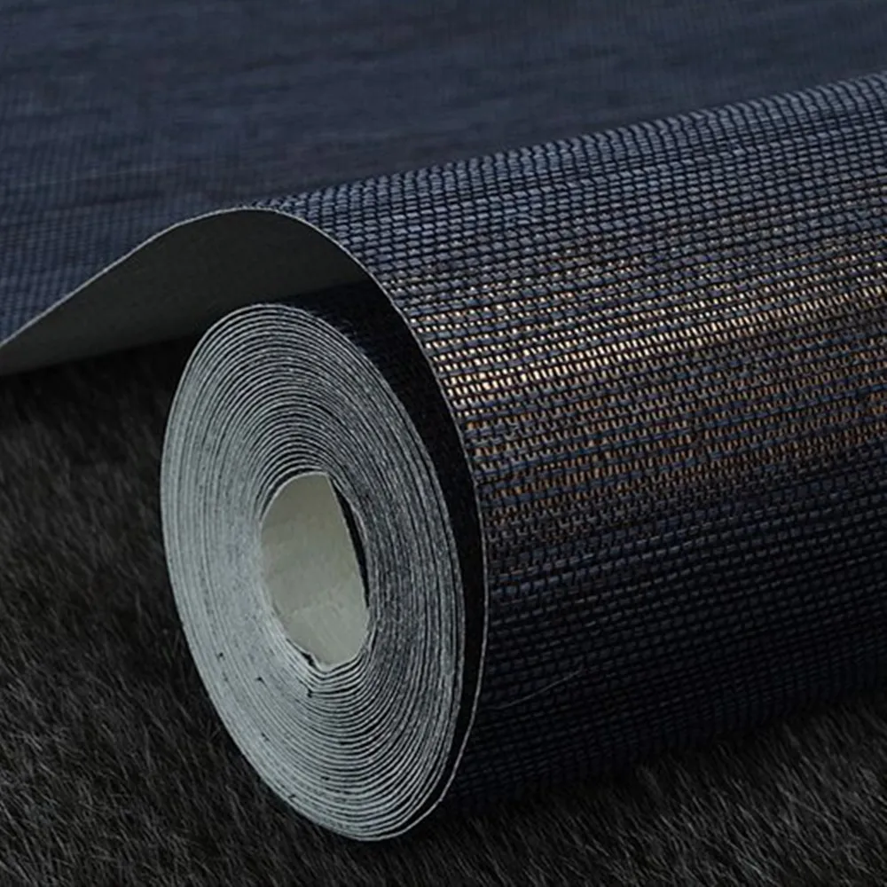 

Маленький образец MYWIND, новый дизайн, натуральная текстура, темно-синие, золотые, металлические, натуральные сизальные обои, травяная ткань, украшение для комнаты