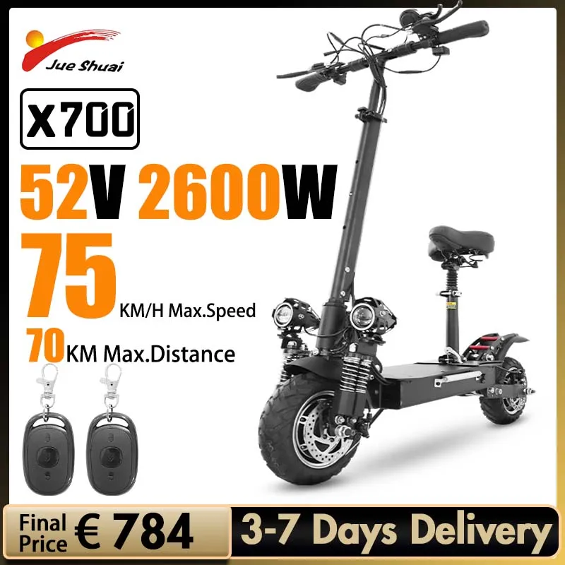 Jueshuai X700 75KM/H Max Speed Powerful Electric Scooter 52V 2600W Dual Motor Scooters Adults Disc Brake E | Спорт и развлечения