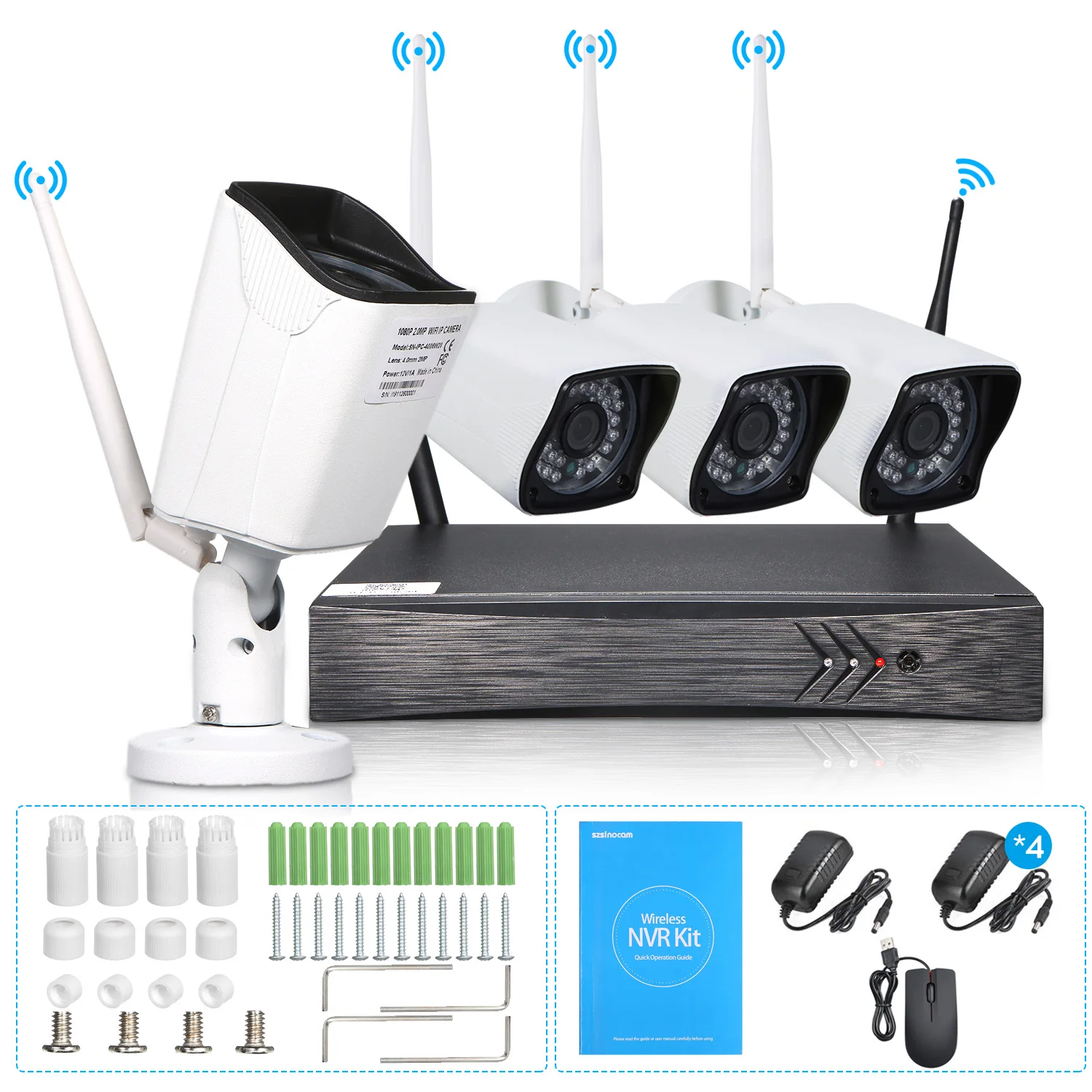 WiFi NVR 8CH видеонаблюдение+ 4 шт 1080P Bullet IP камеры видеонаблюдения безопасность день и ночь автоматический переключатель поддержка 4 ТБ жесткий диск
