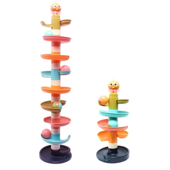 

Baby Building Blocks Slide Toys Tower Race Run Rotating Runway Big Size Ball Pagoda Track ABS Early Educational Toy