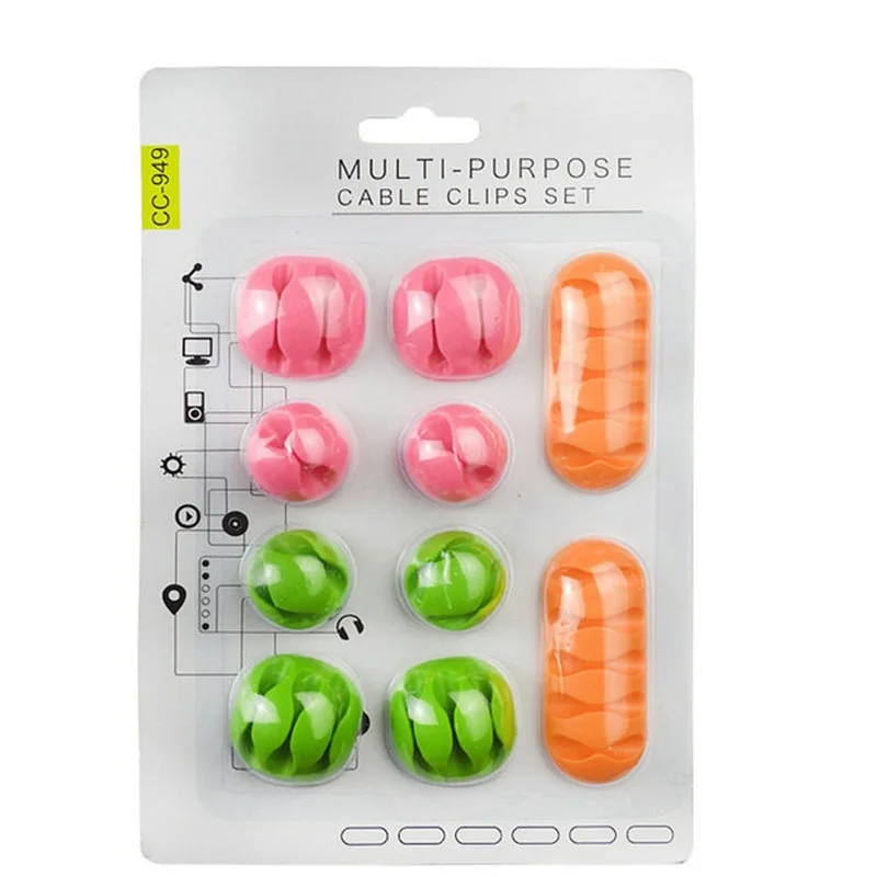 

10Pcs/Pack Multi-slots Clamp Silicone Organizer Management for USB Cable Wire Charging Data Earphone Mouse Line