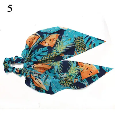 H5 Ponytail scrunchie hair ties Scarf Elastic Hair Rope for Women Hair Bow Ties Scrunchies Hair Bands Flower Print Ribbon Hairbands - Цвет: H5