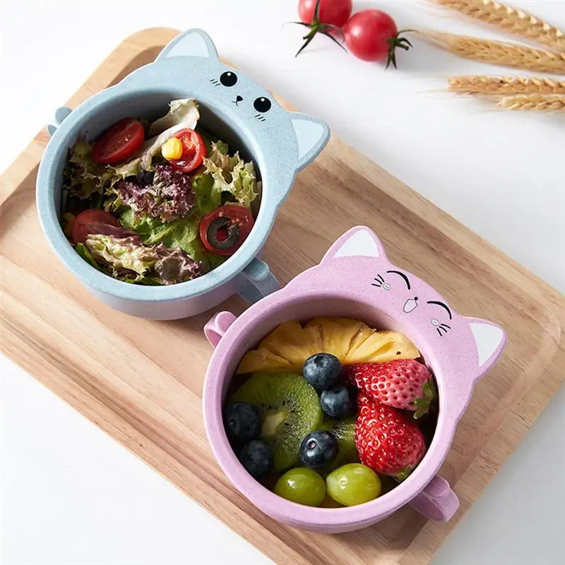 Миска из пшеничной соломы в форме кошки маленькая миска с ручкой Экологически