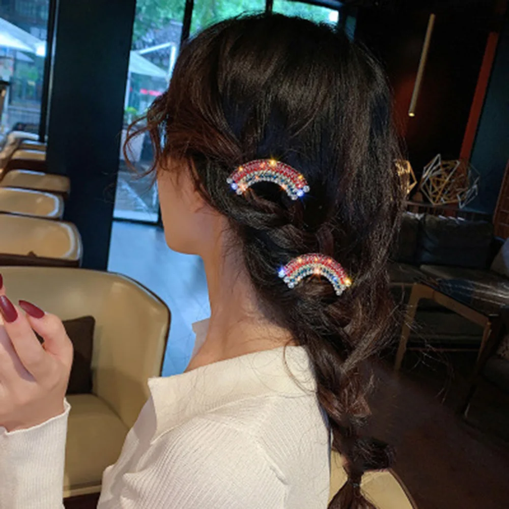 

Rainbow Flash Diamond Hair Clip Side Clip Rhinestone Bangs Clip Side Clip Girl Hair Accessories Headdress